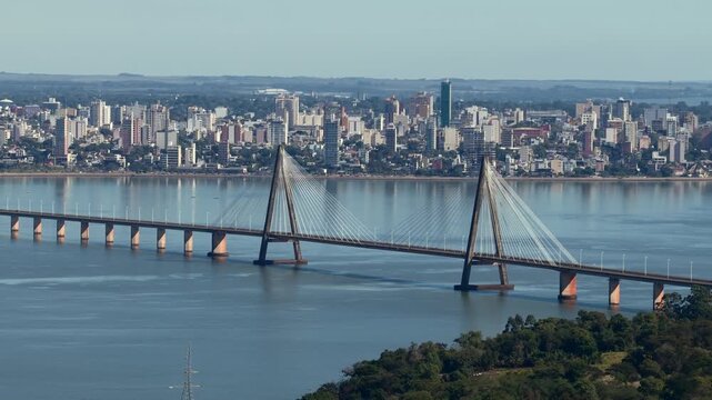 International Bridge connecting Posadas, Argentina with Encarnacion, Paraguay across Paran&aacute; River, San Roque Gonz&aacute;lez de Santa Cruz International Bridge connecting Argentina, Paraguay