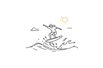 Joyful Woman Performing a High Jump on a Wingfoil Board © Edik