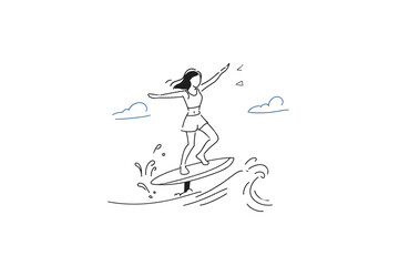 Joyful Woman Performing a High Jump on a Wingfoil Board © Edik