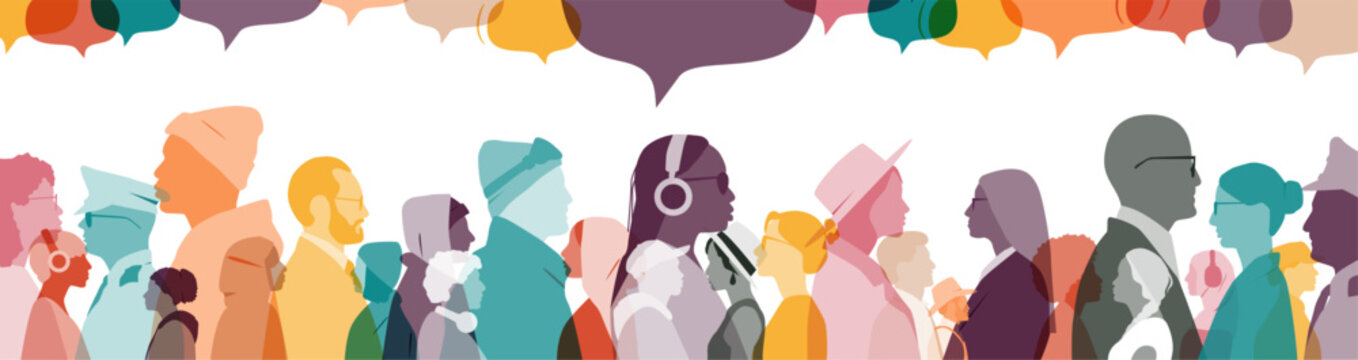 Different people with chat bubbles. Communication concept.	