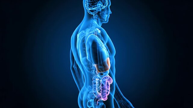 3D Human Anatomy Model Showing Internal Organs and Skeletal System.