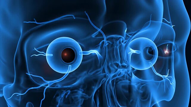 3D Medical Animation of Human Eye Optic Nerve and Brain Connections.