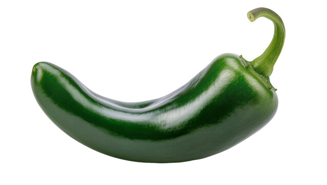 Vibrant fresh green jalape&ntilde;o pepper, whole and uncooked, isolated on transparent background, perfect for culinary designs PNG