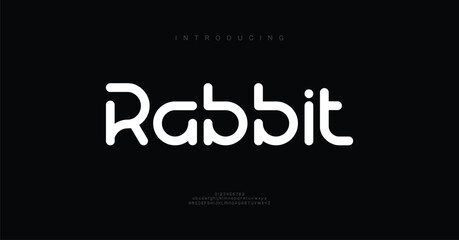 Fototapeta premium Rabbit modern creative logo alphabet font. Typography abstract sport, game, technology, fashion, digital, creative logos fonts. vector illustration 
