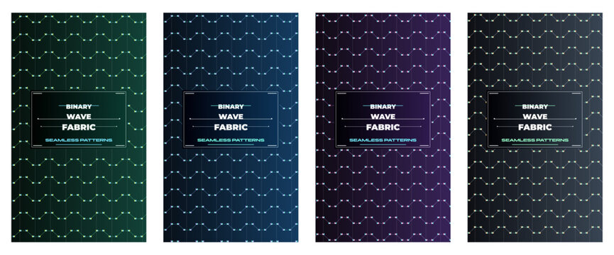 Binary Wave Fabric poster design, data wave pattern system, futuristic coding editorial cover, premium digital flyer template, modern tech brochure layout