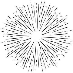 Obraz premium Hand Drawn Starburst Bursting Outward Dynamic Lines Radiating From Center