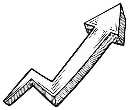 Sketch illustration of a rising arrow graph for business and finance concepts