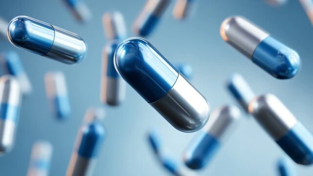Futuristic blue capsules in motion