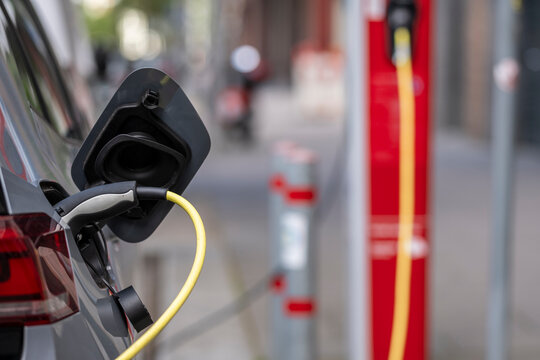 Electric car charging station in hamburg germany powers clean vehicle transportation and urban mobility with sustainable energy infrastructure