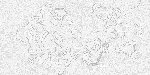 Seamless topographic contour map pattern with detailed mountain relief lines Clean white background with abstract geographic elevation line texture © ALAMA