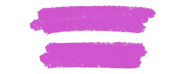 Obraz premium Pair of Parallel Purple Crayon Brush Strokes Displaying Authentic Wax Texture and Rough Edges.