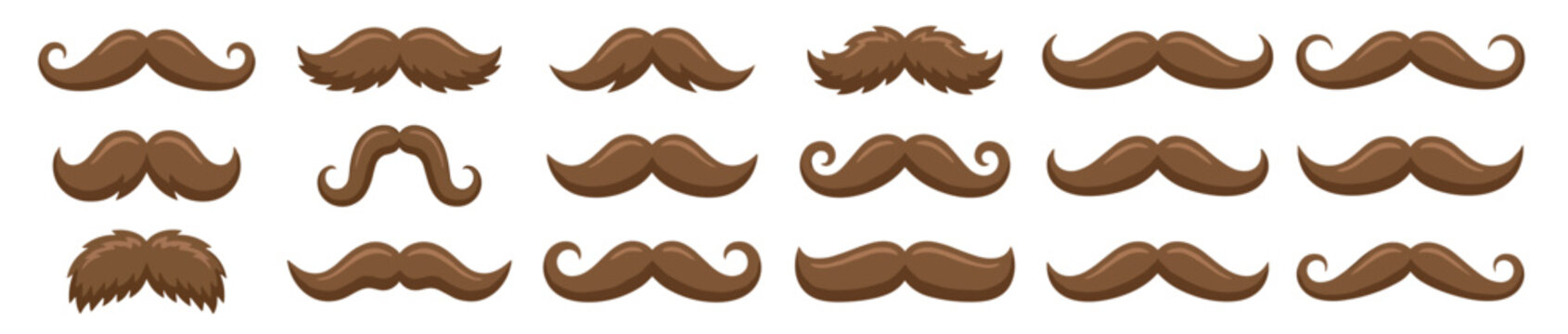 mustache icons set with vintage barber style facial hair symbols and grooming design collection on transparent background