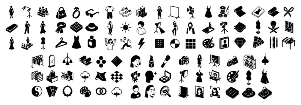 Fashion icons with dress mannequin needle minimal style