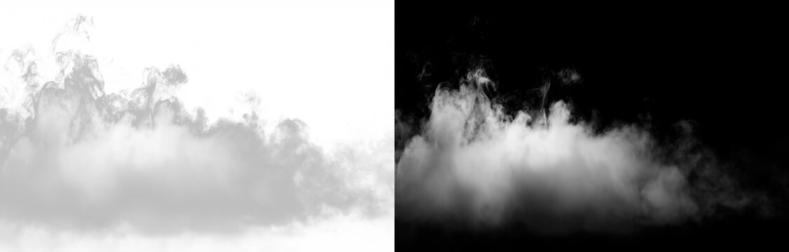 Light flowing smoke wave isolated on split background