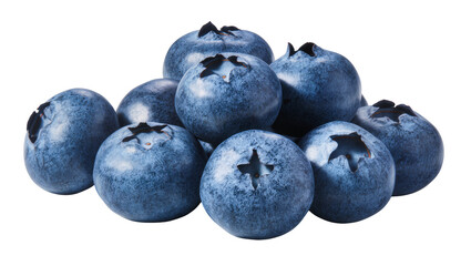 A pile of fresh, ripe blueberries, a healthy and delicious superfood, perfectly isolated on transparent background, ready for culinary use PNG © Piotr