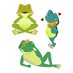 Obraz premium Vector set of cute frog characters