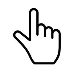 Obraz premium Minimalist black outline of a hand cursor icon with the index finger pointing upwards.