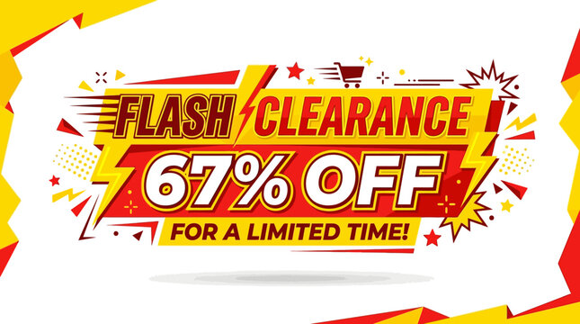 Flash Clearance Sale Banner with 67% Off