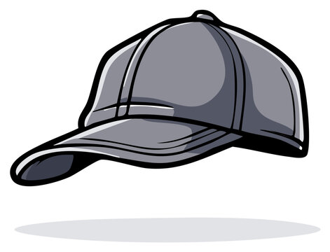 Simple Gray Baseball Cap Illustration with Shadow