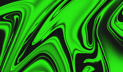 Obraz premium Vibrant neon green and black liquid marble texture with a grainy psychedelic swirl pattern