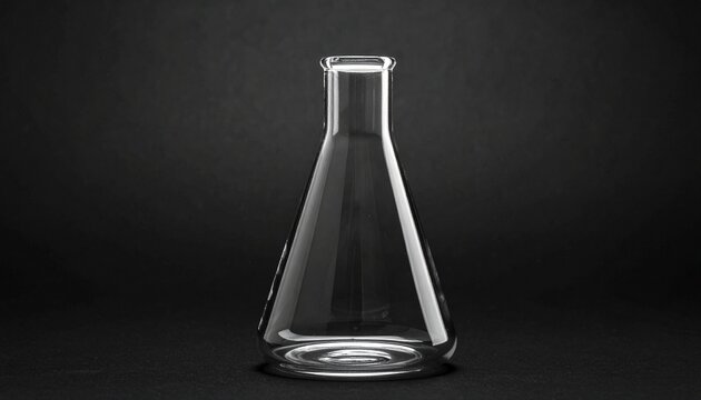"Glass Erlenmeyer flask in dark space&mdash;an evocative portrayal of science, experimentation, and the harmonious union of curiosity, discipline, and discovery."