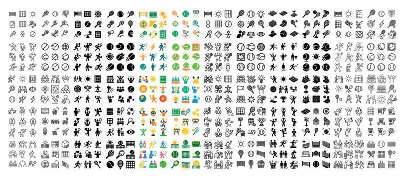 Fitness icons with runner dumbbell heart flat