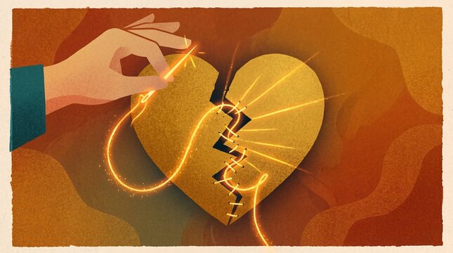 Abstract Grainy Flat Art Representing Forgiveness, The Healing of Broken Trust, and Conscious Repair