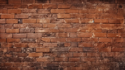 Fototapeta premium Old red brick wall texture with stains, weathered surface and grunge details. Perfect for urban backgrounds, vintage design, construction and industrial concepts.