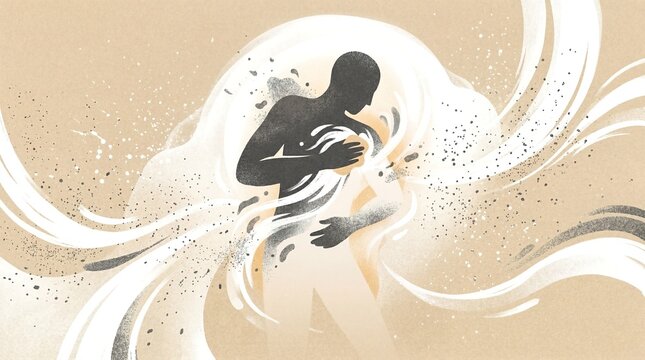 Abstract Grainy Flat Art Representing Absolution, Spiritual Purification, and the Emergence of the True Self