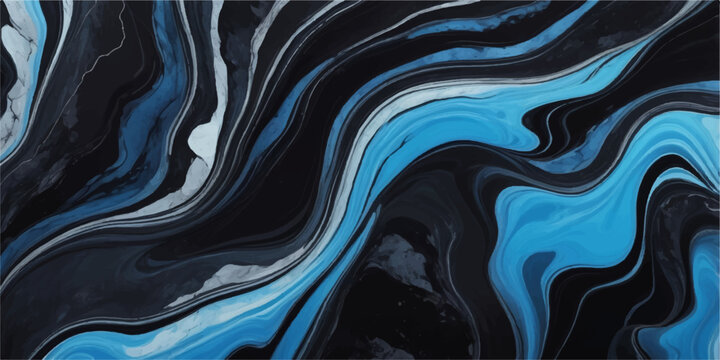 Wavy abstract blue background with 3d liquid flow texture and artistic gold ripples creating a silk fabric design for a modern wallpaper backdrop