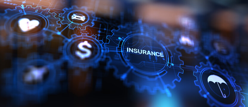 Insurance, health family car money travel Insurtech concept on virtual screen.