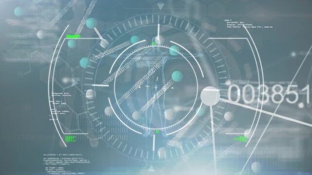Animation of scientific data processing and dna strand spinning