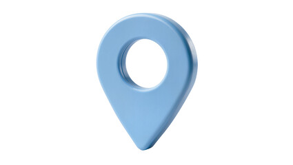 Glossy light blue 3D map pin icon, a location marker pointer symbol isolated on transparent background, suitable for web maps and navigation design PNG © pixogram