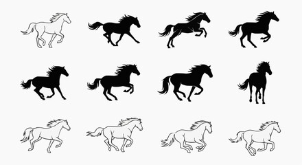Obraz premium set of horses silhouettes