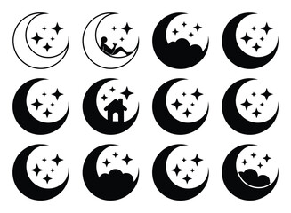 Fototapeta premium Collection of Crescent Moon and Star with Various