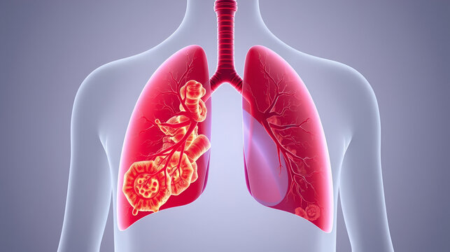 3d medical illustration of lung cancer