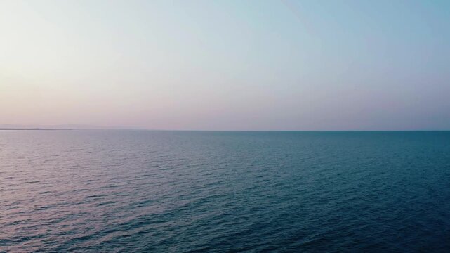 Wide Open Sea with Gradient Pastel Sky at Peaceful Twiligh