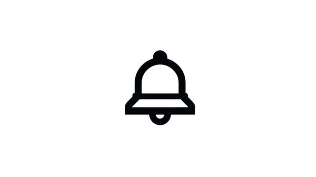 A simple, black bell icon with a rounded top, a clapper, and a plain white background