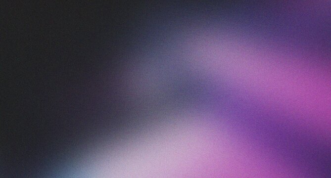 Abstract grainy texture with a diagonal light gradient moving from dark grey to vibrant purple and pink hues