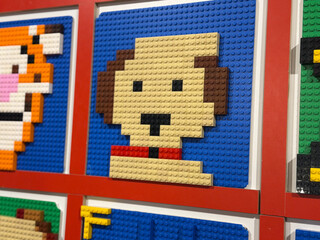 Fototapeta premium Lego pixel-art dog face
