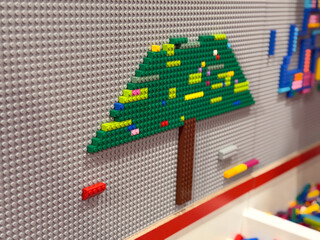 Fototapeta premium Lego christmas tree on pegboard