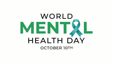 Obraz premium World Mental Health Day Awareness Ribbon Logo with October 10th Text