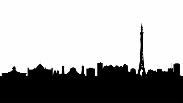 Lahore city skyline with minar e pakistan silhouette at sunset pakistan urban landscape