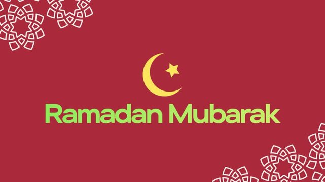 Minimalist Flat Ramadan Mubarak Greeting with Crescent and Mandala