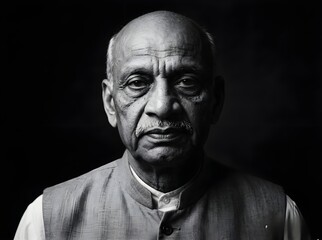 Fototapeta premium Black and White Portrait with Bold “Iron Will” Text