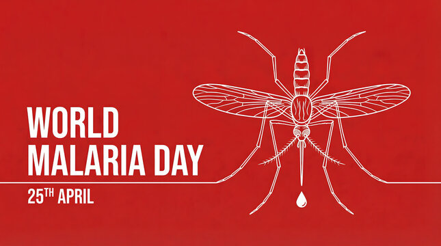 World Malaria Day Awareness Red Background Mosquito Illustration