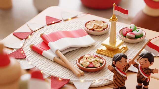 Indonesian Independence Day Celebration Miniature Scene