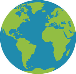 Obraz premium Planet earth flat icon, modern color vector illustration of world globe with oceans for apps and websites symbolizing global connectivity environment and online services.