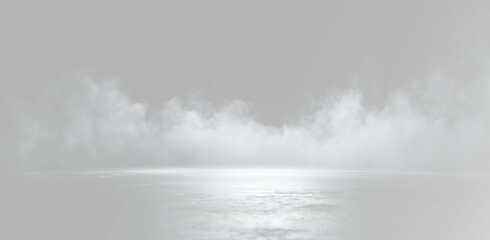 Obraz premium Podium with stage smoke fog and bright wide floor light for product presentation