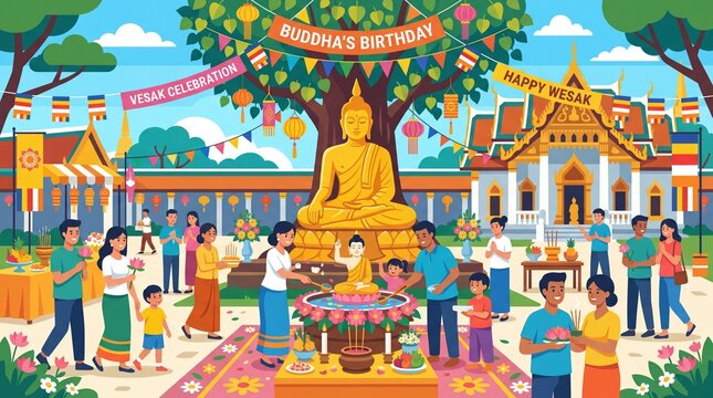 Vesak Celebration and Buddha Birthday Ceremony at Temple